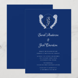 Royal Blue Vintage Monogram Classic Inbjudningar