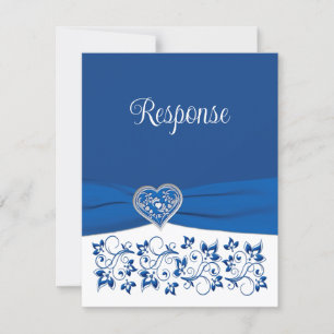 Royal Blue, Vit hjärta i Kärlek Bröllop OSA Card Kort