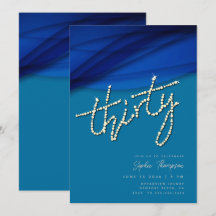 Royal Blue Voile Rhinestones Elegant 30års födelse