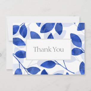 Royal Blue Watercolor Löv Tack Kort