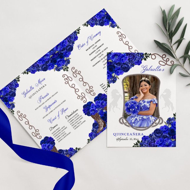 Royal Blue Western Charro Quinceañera Program (Skapare uppladdad)