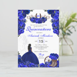 Royal Blue Western Princess Charro Quinceanera Inbjudningar
