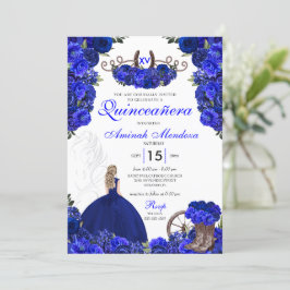 Royal Blue Western Princess Charro Quinceanera Inbjudningar