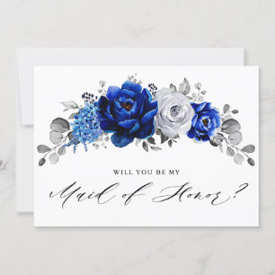 Royal Blue White blir min maid of honor Inbjudningar