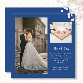 Royal Blue White Elegant Photo tackto You Card Inbjudningar