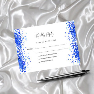 Royal blue white konetti bröllop OSA Anteckningskort