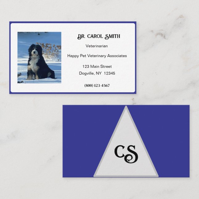 Royal Blue & white med logotyp eller fotovisitkort Visitkort (Fram/baksida)