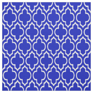 Royal Blue, White Moroccan Quatrefoil #7 Tyg