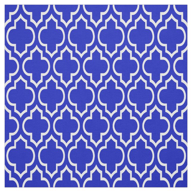 Royal Blue, White Moroccan Quatrefoil #7 Tyg (Provkarta)