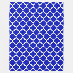Royal Blue White Moroccan Quatrefoil Mönster #5 Fleecefilt