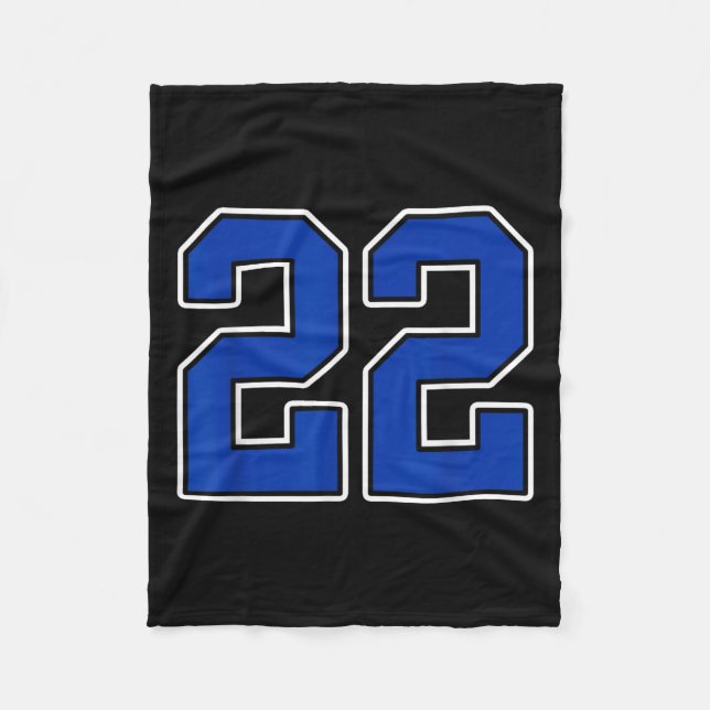 Royal Blue White Number 22 Jersey Player Uniform # Fleecefilt (Framsidan)