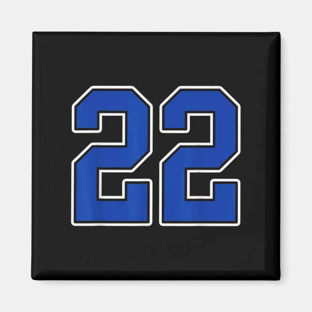 Royal Blue White Number 22 Jersey Player Uniform # Magnet (Framsidan)