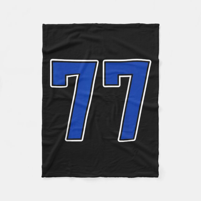 Royal Blue White Number 77 Jersey Player Uniform # Fleecefilt (Framsidan)