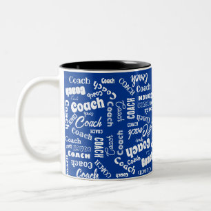 Royal Blue White Personlig Coach Gift Namn Art Två-Tonad Mugg