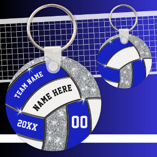 Royal Blue White Personlig Volleyball Keychains Nyckelring
