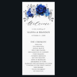 Royal Blue White Silver Metallic Blommigt Bröllop Program<br><div class="desc">bröllopsprogram av royal med blått vitt silver-tema med elegant-bouquet royal blue,  marin,  silver,  blommor med ren vit färg elegant och sage ro eucalyptus grönt. Kontakta mig om du behöver hjälp med anpassning eller om du behöver någon annan produkt med den här designen.</div>