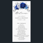 Royal Blue White Silver Metallic Blommigt Bröllop Program<br><div class="desc">bröllopsprogram av royal med blått vitt silver-tema med elegant-bouquet royal blue,  marin,  silver,  blommor med ren vit färg elegant och sage ro eucalyptus grönt. Kontakta mig om du behöver hjälp med anpassning eller om du behöver någon annan produkt med den här designen.</div>