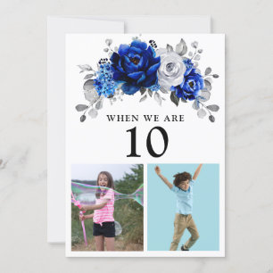 Royal Blue White Silver Metallic Bordsnummer Card