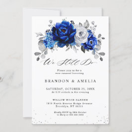 Royal Blue White Silver Metallic Vi gör fortfarand Inbjudningar