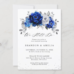 Royal Blue White Silver Metallic Vi gör fortfarand Inbjudningar