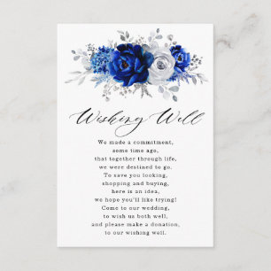 Royal Blue White Silver Metallic Wishing-brunn Tilläggskort