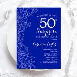 Royal Blue White Surprise 50:e Födelsedagsfesten Inbjudningar<br><div class="desc">Blommigt Royal Blue White Surprise 50:e Födelsedagsfest inbjudan. Minimalistisk modern design med botaniska accenter och typsnitt för typsnitt. Enkel perfekt för inbjudan-kort i blommigt för en snyggt kvinnlig överraskning i firande. Kan anpassas till vilken ålder som helst. Skrivna Zazzle-inbjudningar eller digital utskrivbar mall för omedelbar nedladdning.</div>