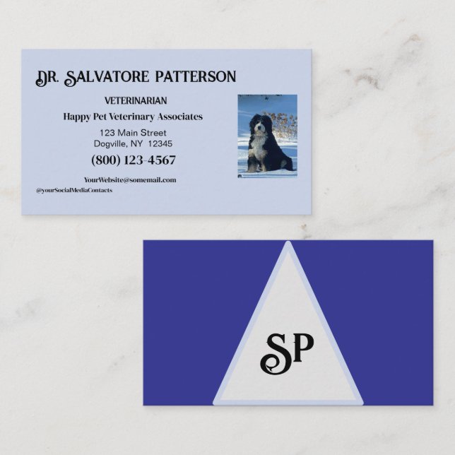 Royal Blue & white w/ photo or logo Business Card Visitkort (Fram/baksida)
