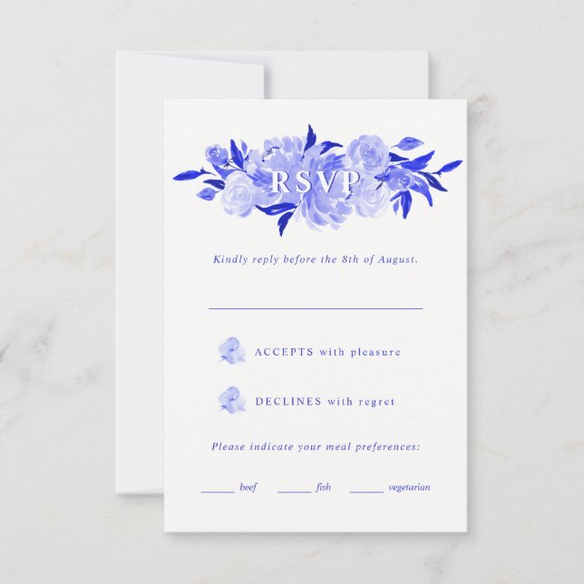 Royal Blue & White Watercolor Blommigt Mitzvah OSA (Framsida)