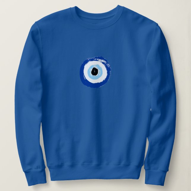 Royal Blue Women's Sweatshirt w/ Evil Öga Image T Shirt (Design framsida)