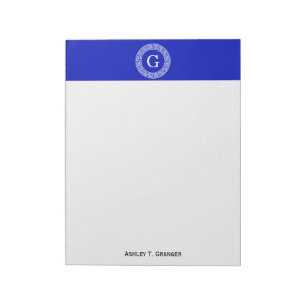 Royal Blue WT Grekiska Nyckel Rnd Ram - första Mon Anteckningsblock