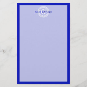 Royal Blue WT Grekiska Nyckel Rnd Ram - första Mon Brevpapper
