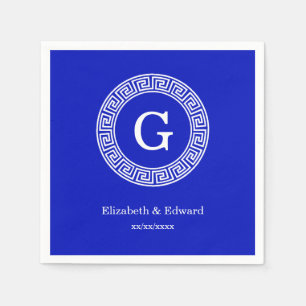 Royal Blue WT Grekiska Nyckel Rnd Ram - första Mon Pappersservett