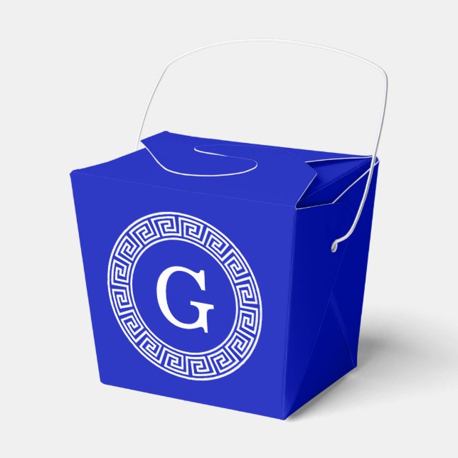 Royal Blue WT Grekiska Nyckel Rnd Ram - första Mon Presentaskar (Framsidan Sidan)