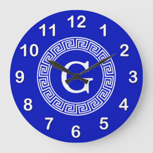 Royal Blue WT Grekiska Nyckel Rnd Ram - första Mon Stor Klocka