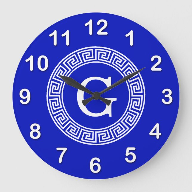 Royal Blue WT Grekiska Nyckel Rnd Ram - första Mon Stor Klocka (Framsida)