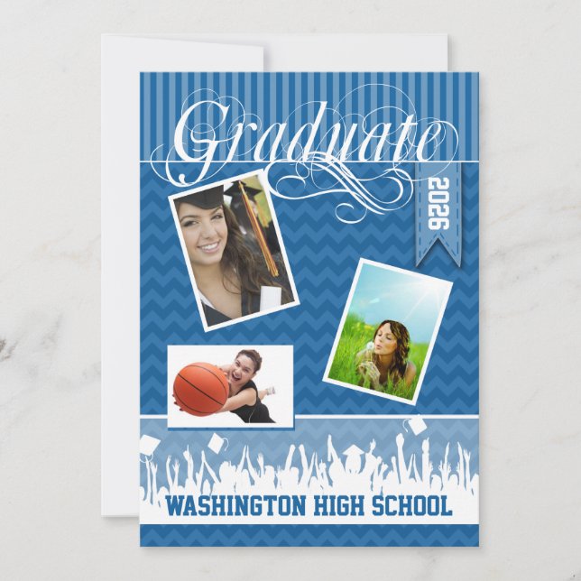 Royal Blue Zig Zag Senior Bild Meddelande (Framsida)