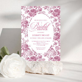 Royal Blush Velvet Rose Pattern Bridal Shower  Inbjudningar