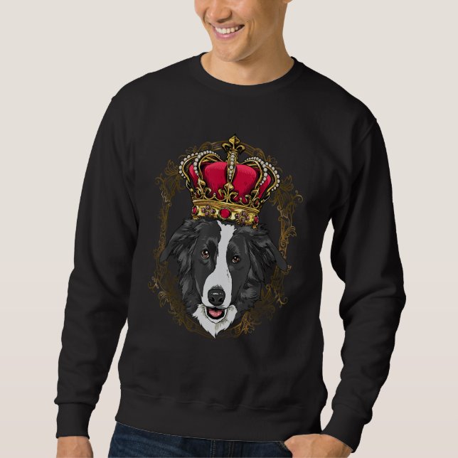 Royal Border Collie King Queen Princess Collie Mom Lång Ärmad Tröja (Framsida)