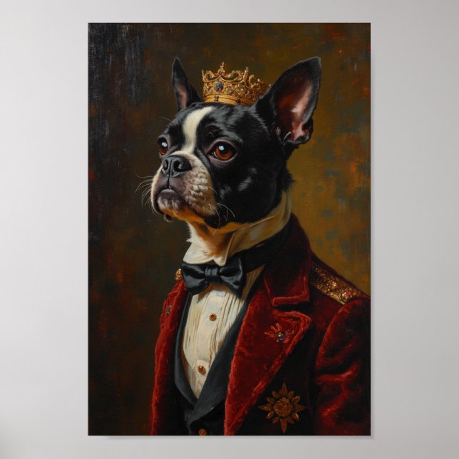 Royal Boston Terrier Portrait Poster (Framsidan)