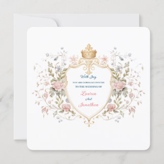 Royal Botanical Elegant Regal Floral Crest Wedding Inbjudningar