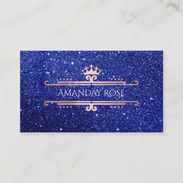 Royal Brand Namn Ro White Navy Glitter Visitkort (Framsida)