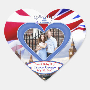 Royal British Baby Prince George Hjärtformat Klistermärke