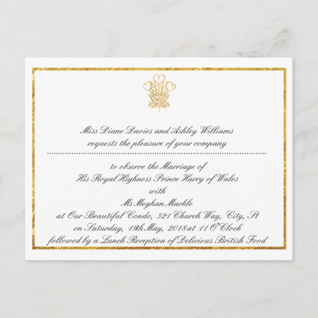Royal Bröllop-bevakningspartiets inbjudan | London (Framsida)