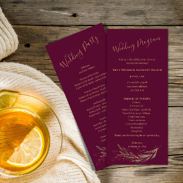 Royal bröllop burgundy allt i ett Bröllopsprogram Program