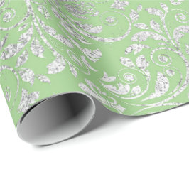 Royal Bröllop Damask Mint Grönt Silver Vip Presentpapper