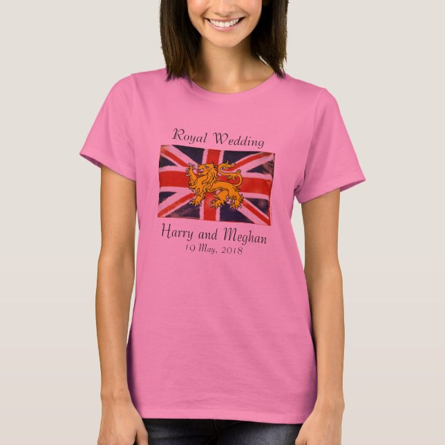 Royal Bröllop Harry & Meghan T-Shirt (Rosa) (Framsida)