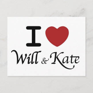 Royal Bröllop I Heart Will & Kate Postcard Vykort