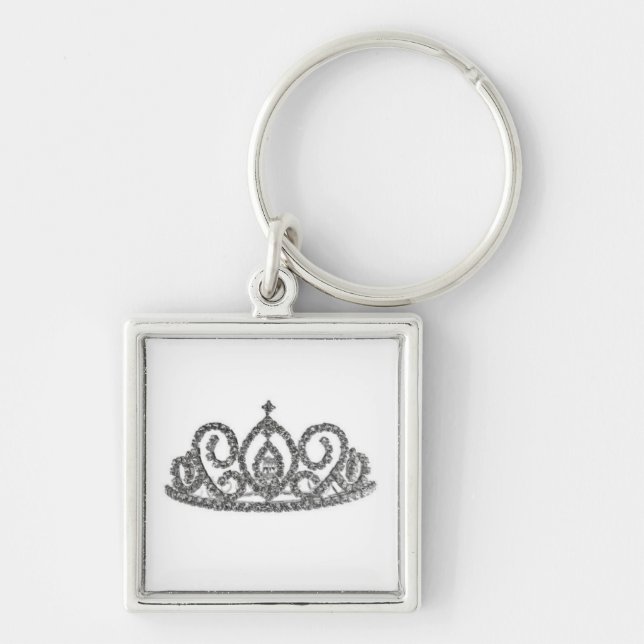 Royal Bröllop/Kate & William Fyrkantig Silverfärgad Nyckelring (Framsidan)