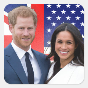 Royal Bröllop Prince Harry och Meghan Markle Fyrkantigt Klistermärke