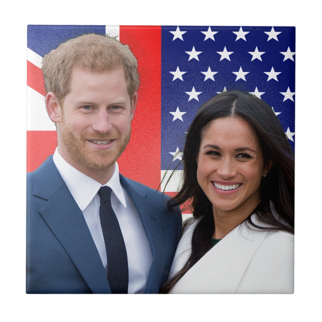 Royal Bröllop Prince Harry och Meghan Markle Kakelplatta (Framsidan)